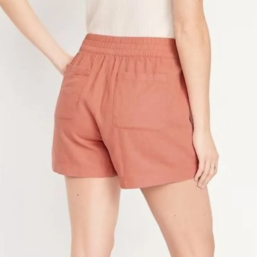 Old Navy High-Waisted Linen-Blend Pull-On Shorts Orange Size Large